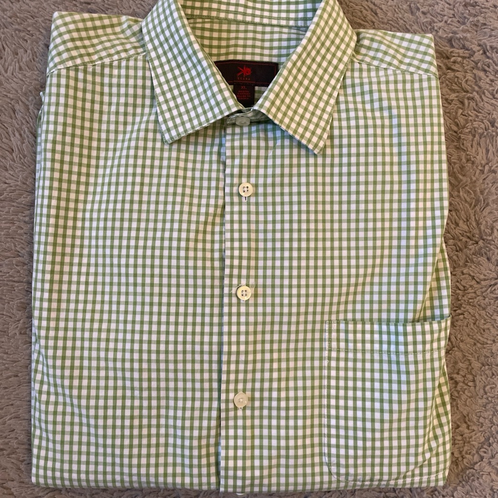 Egara Shirt Mens Xl Long Sleeve Green  White Check